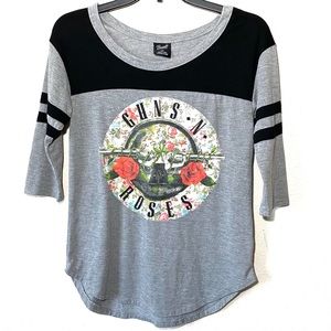 Women's Bravado Guns N Roses 1/2 Sleeve Shirt Sz S